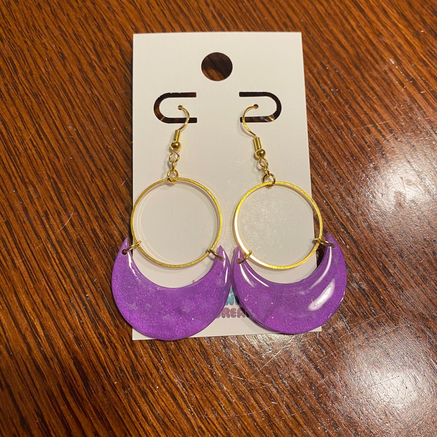 Purple cheetah print earrings with gold