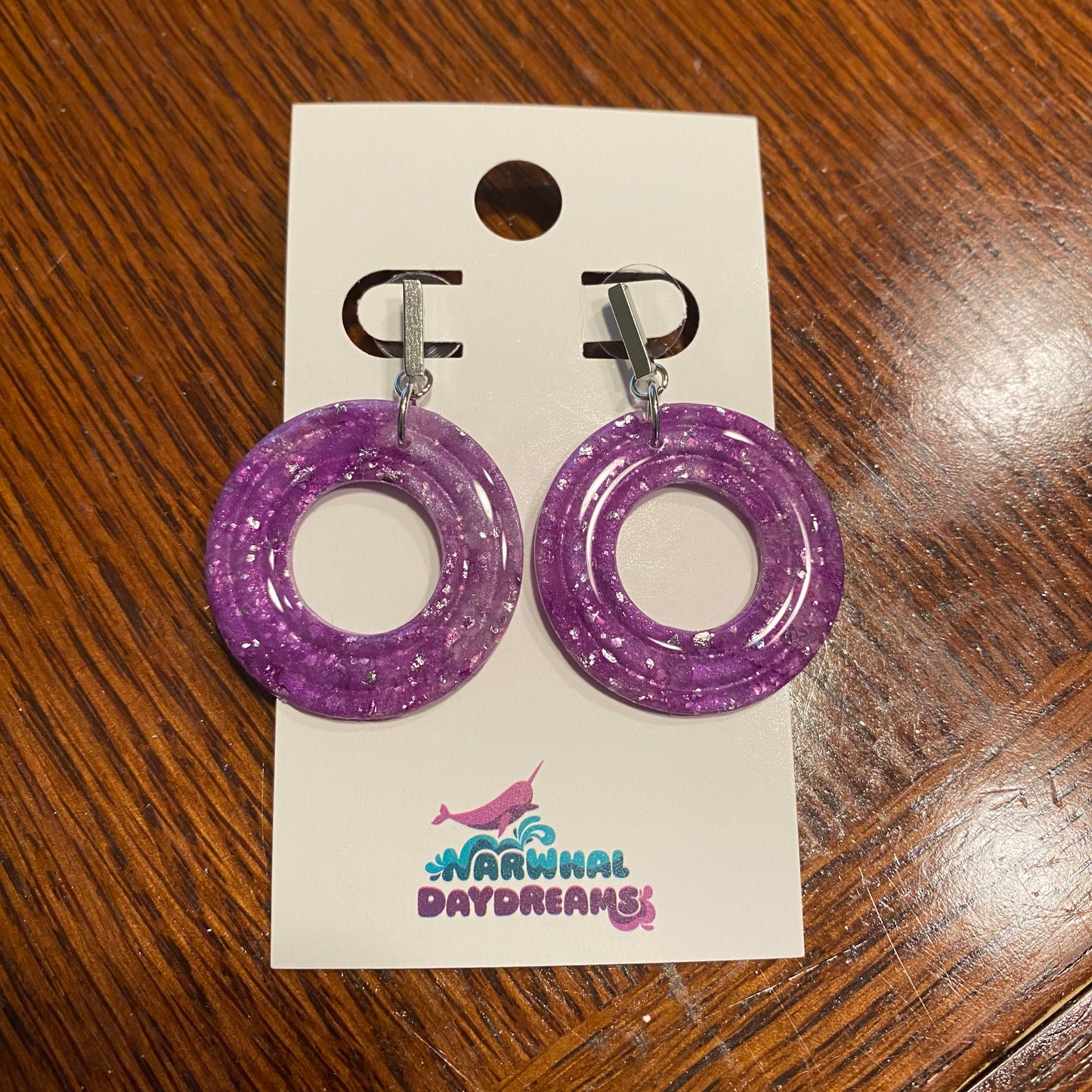 Purple circle earrings