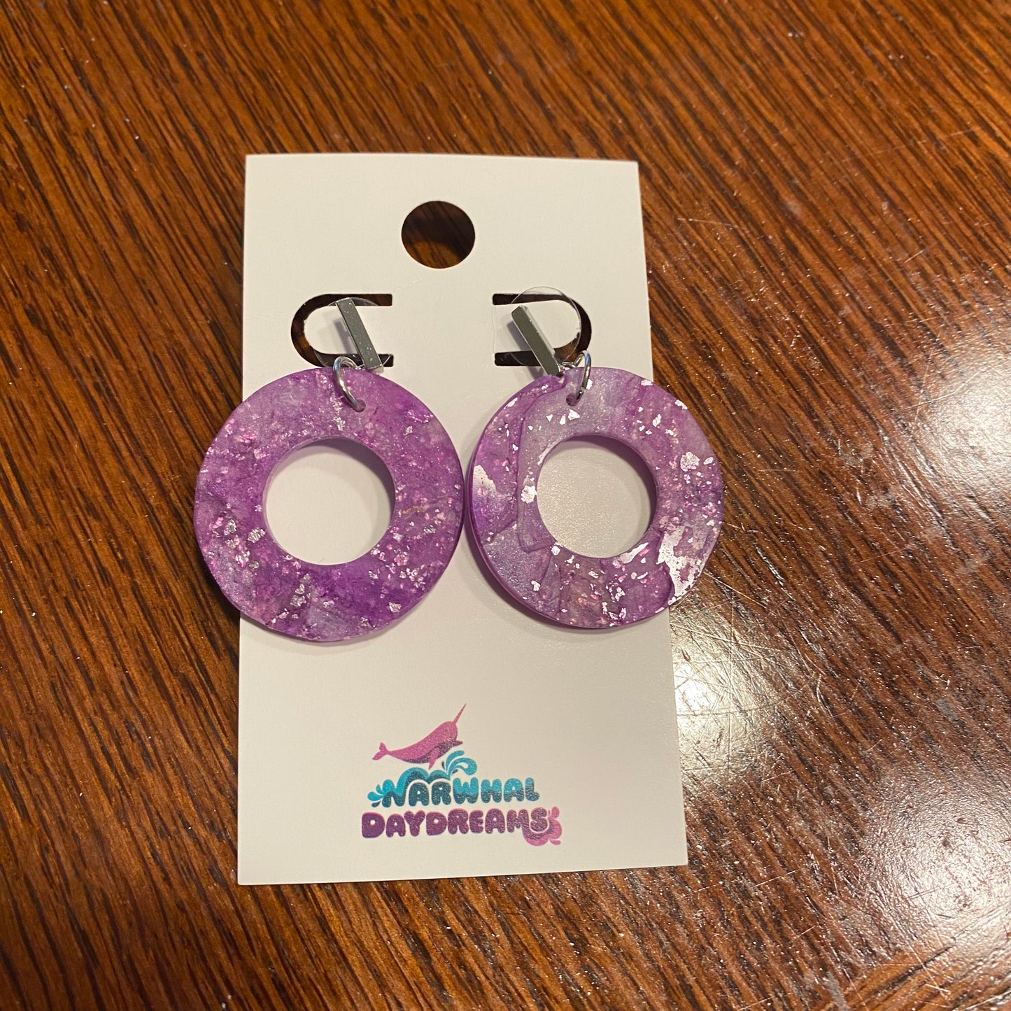 Purple circle earrings